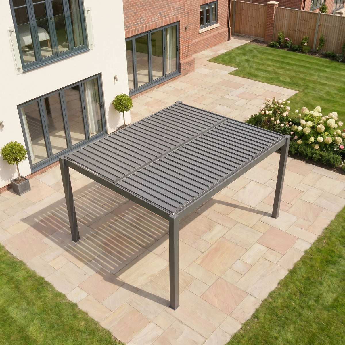 Bracken Outdoors Gemini 4m x 4m Grey Square Aluminium Garden Pergola