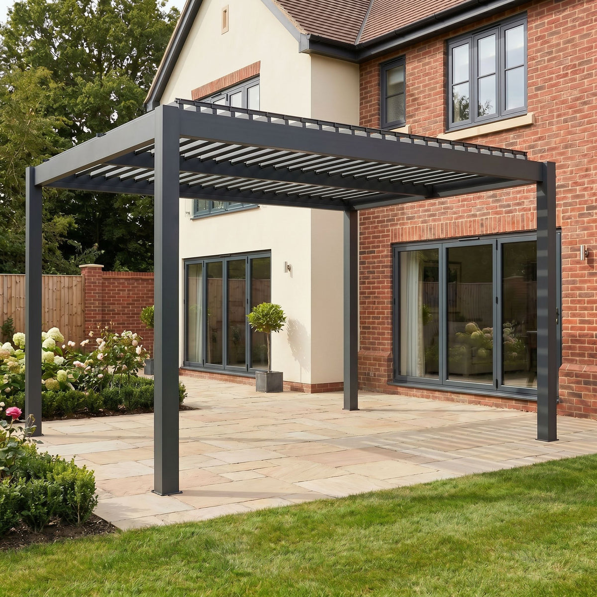 Bracken Outdoors Gemini 4m x 4m Grey Square Aluminium Garden Pergola