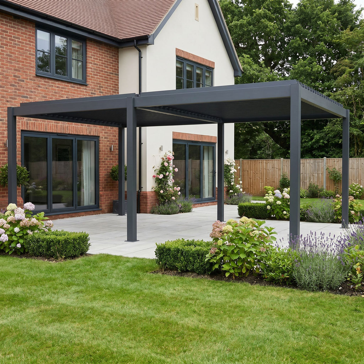 Bracken Outdoors Gemini 6m x 4m Grey Rectangular Aluminium Garden Pergola