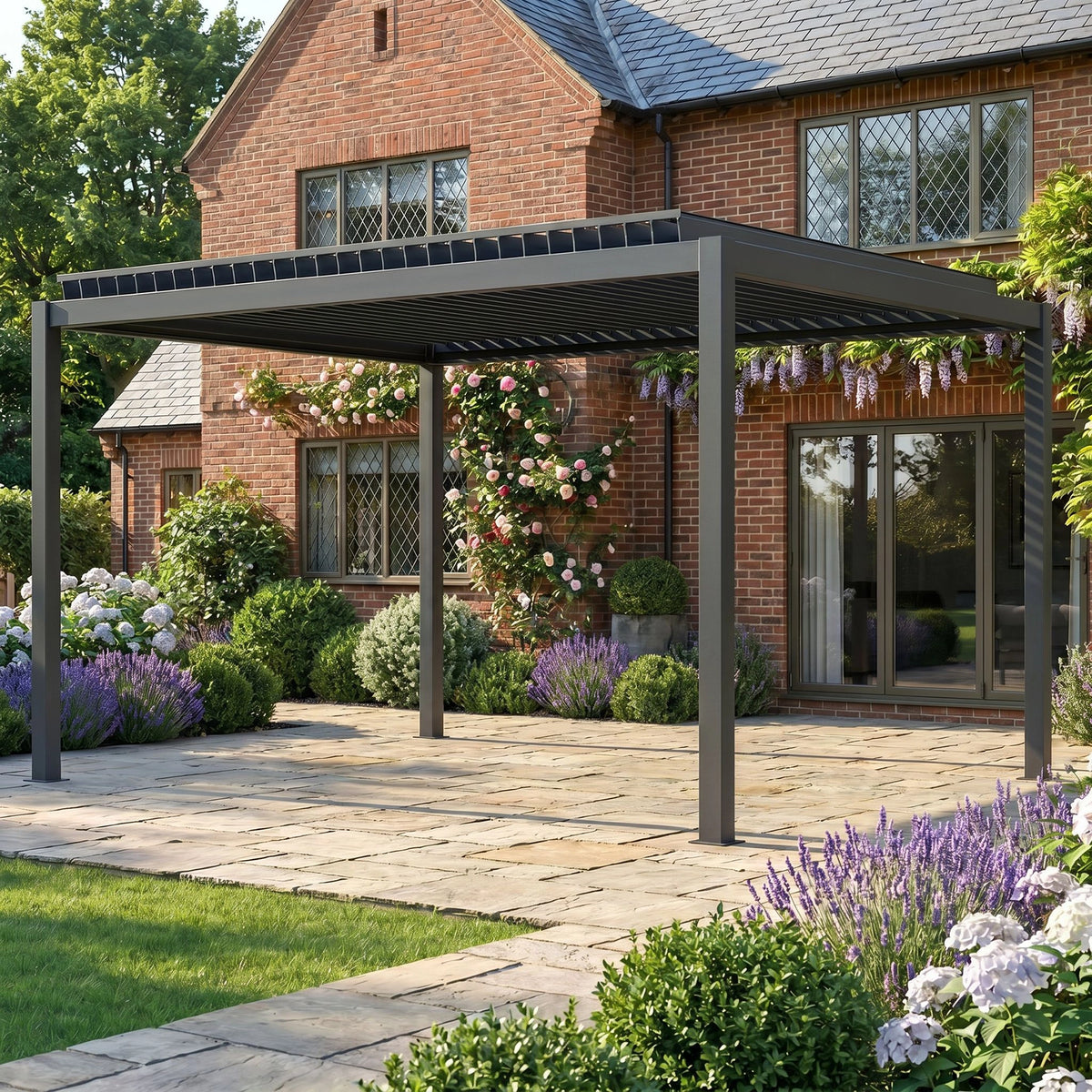 Bracken Outdoors Luna 3m x 4m Anthracite Grey Metal Rectangular Garden Pergola