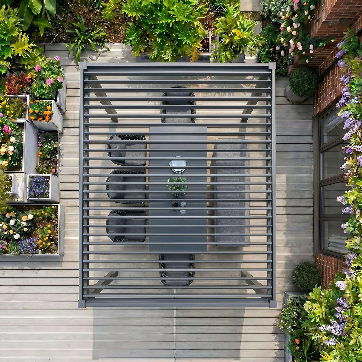 Bracken Outdoors Luna 3m x 4m Anthracite Grey Metal Rectangular Garden Pergola