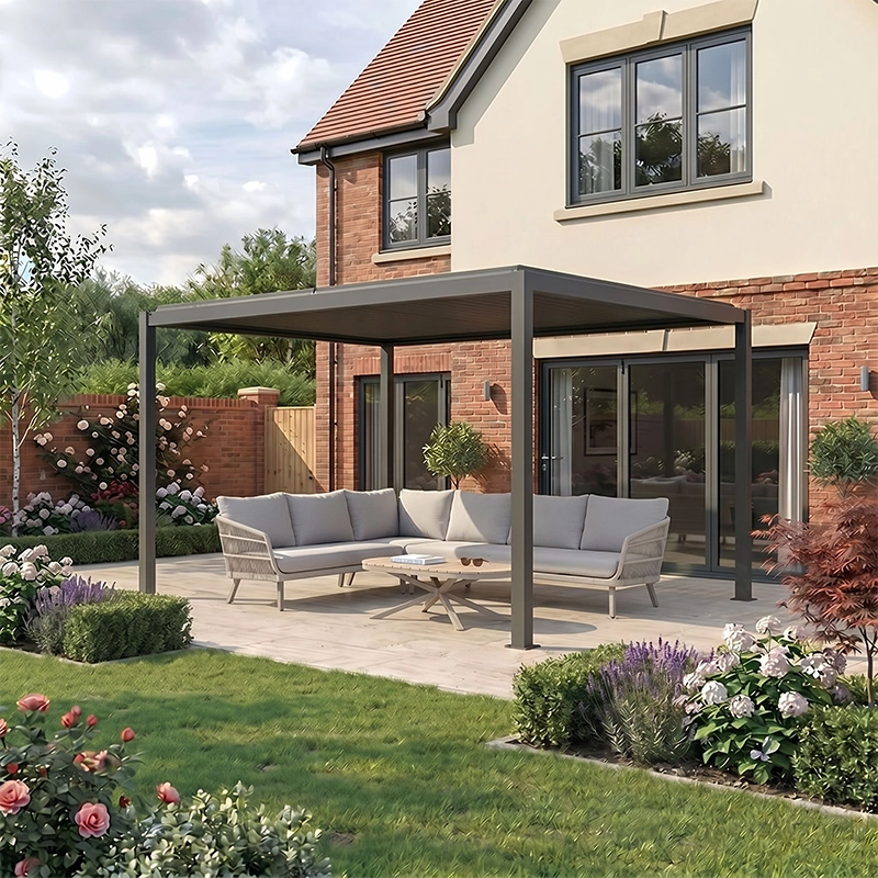 Bracken Outdoors Luna 3m x 4m Anthracite Grey Metal Rectangular Garden Pergola