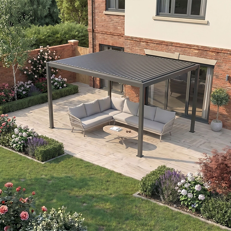 Bracken Outdoors Luna 3m x 4m Anthracite Grey Metal Rectangular Garden Pergola