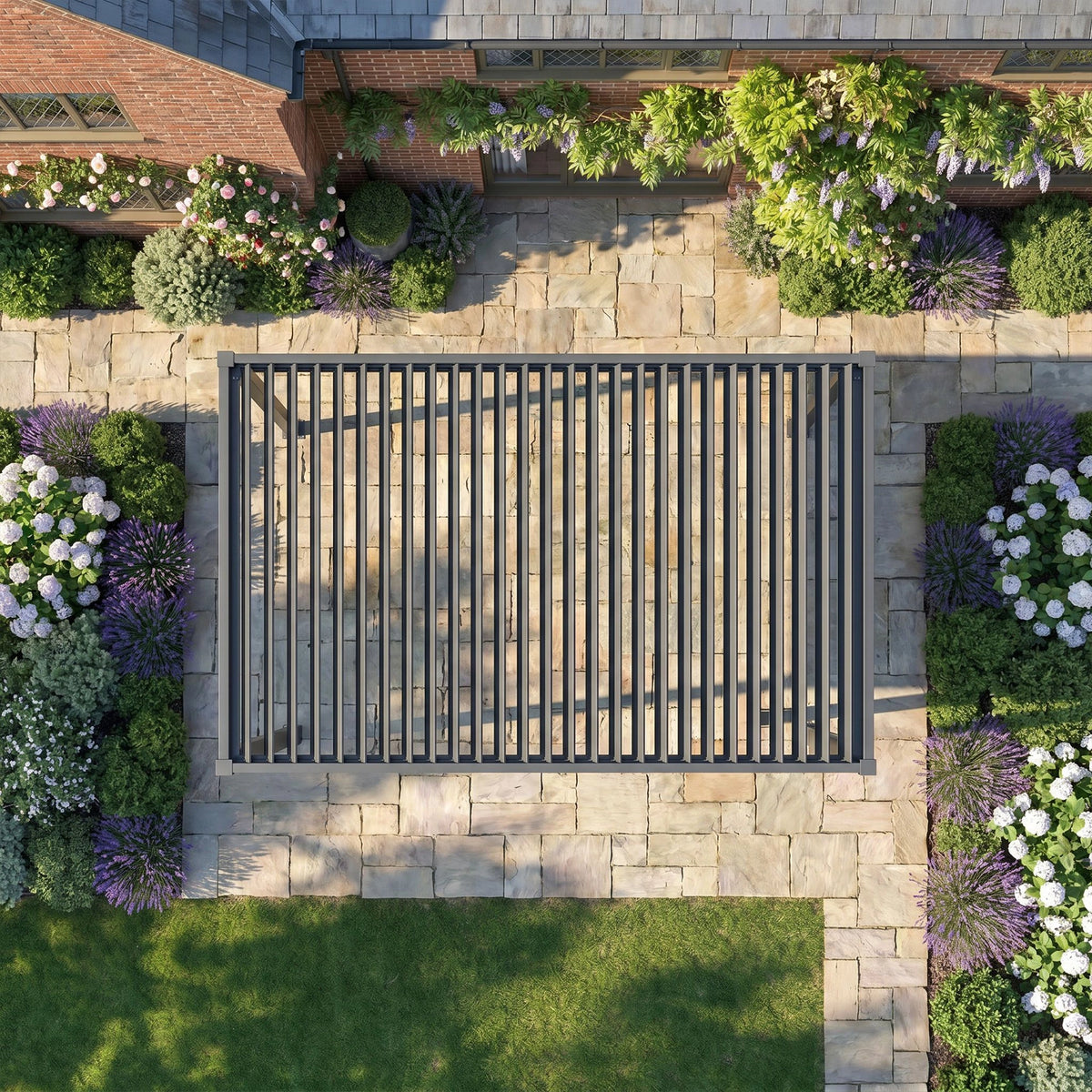 Bracken Outdoors Luna 3m x 4m Anthracite Grey Metal Rectangular Garden Pergola