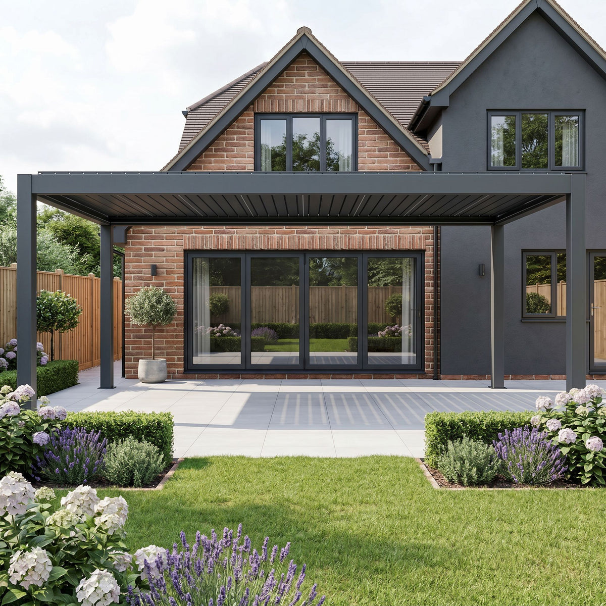 Bracken Outdoors Meridian 6m x 3m Grey Motorised Aluminium Garden Pergola with LED Lights