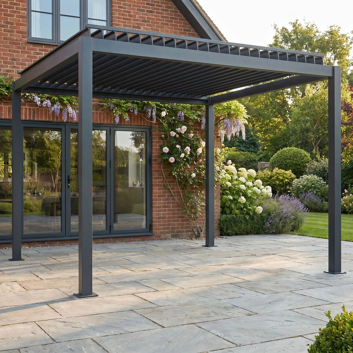 Bracken Outdoors Aurora 3m x 3m Anthracite Grey Square Garden Pergola
