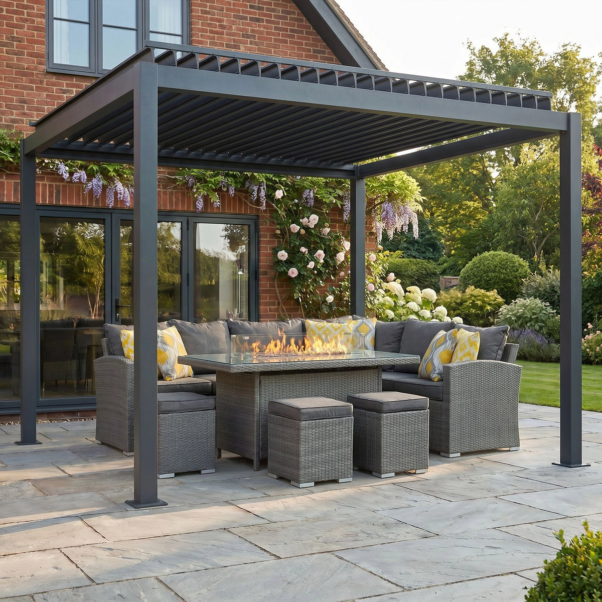 Bracken Outdoors Aurora 3m x 3m Anthracite Grey Square Garden Pergola