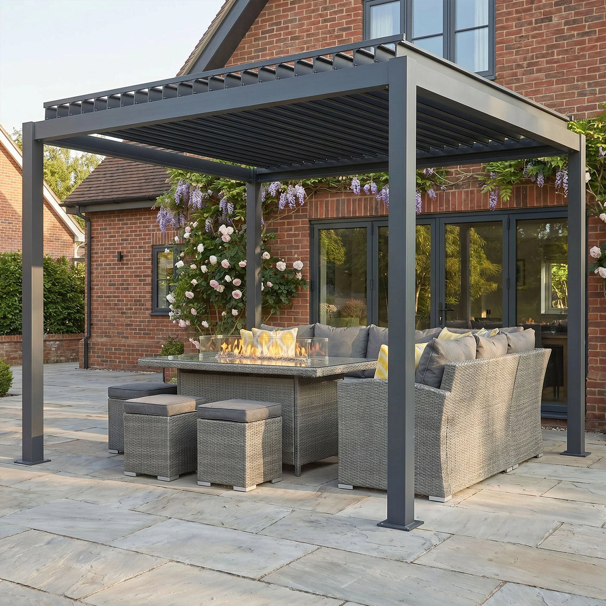 Bracken Outdoors Aurora 3m x 3m Anthracite Grey Square Garden Pergola