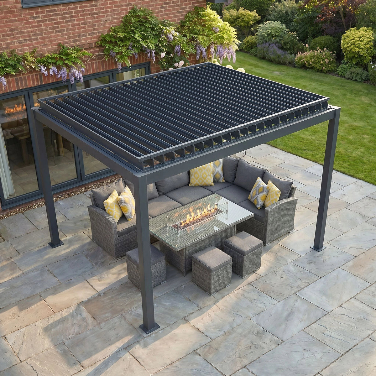 Bracken Outdoors Aurora 3m x 3m Anthracite Grey Square Garden Pergola