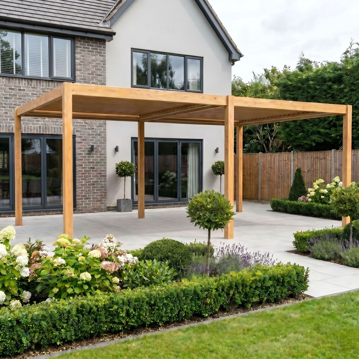 Bracken Outdoors Gemini 6m x 4m Wood Effect Rectangular Aluminium Garden Pergola