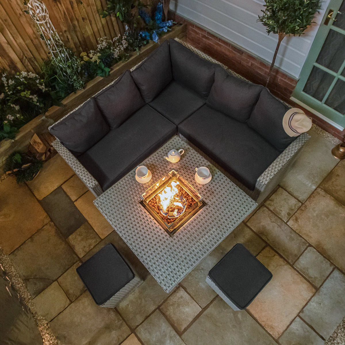 Bracken Outdoors Michigan Mini Corner Casual Dining Firepit Garden Furniture Set