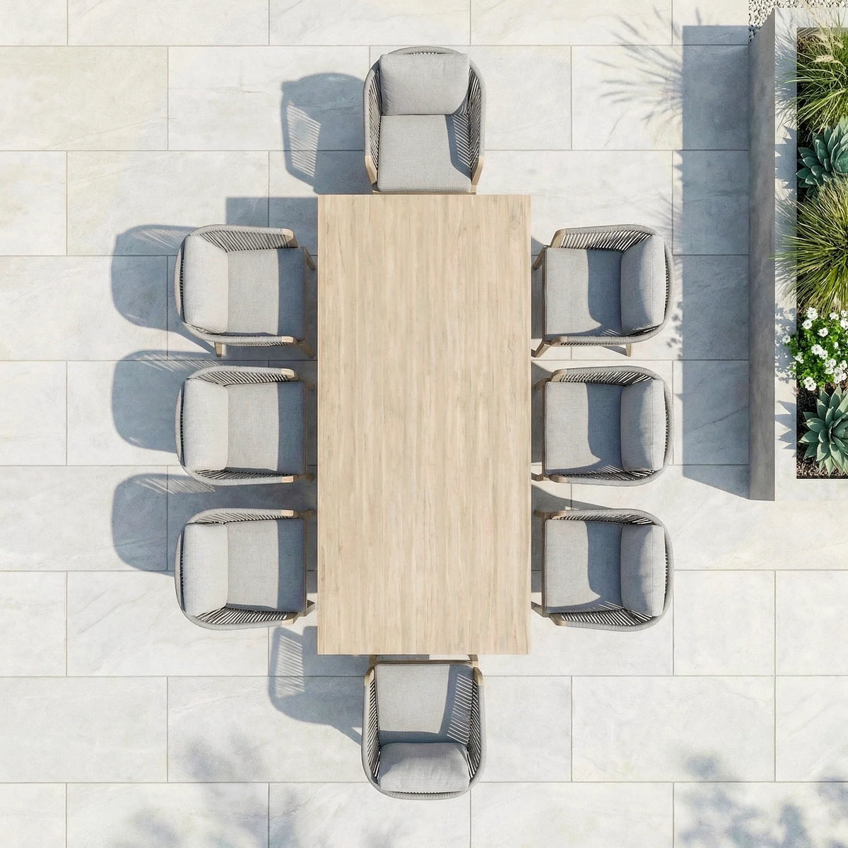 Bracken Outdoors Canberra 8 Seat Rectangular Aluminium & Rope Dining Garden Furniture Set