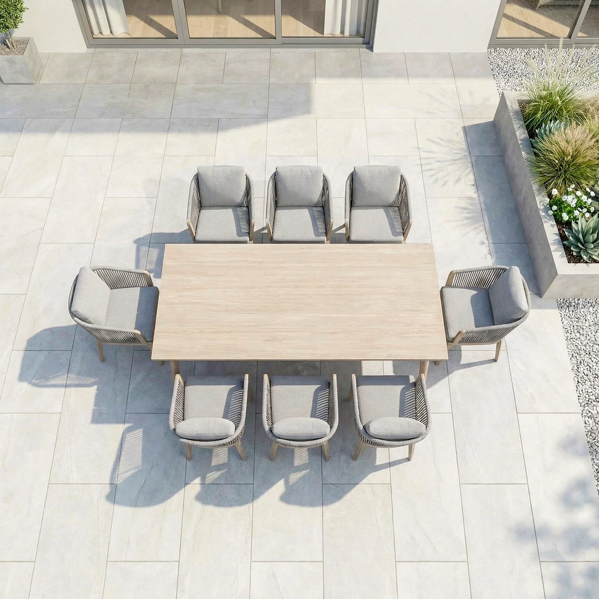 Bracken Outdoors Canberra 8 Seat Rectangular Aluminium & Rope Dining Garden Furniture Set