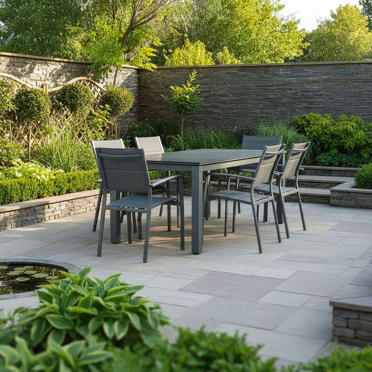 Bracken Outdoors Seychelles 6 Seat Rectangular Aluminium & Textilene Garden Furniture Dining Set
