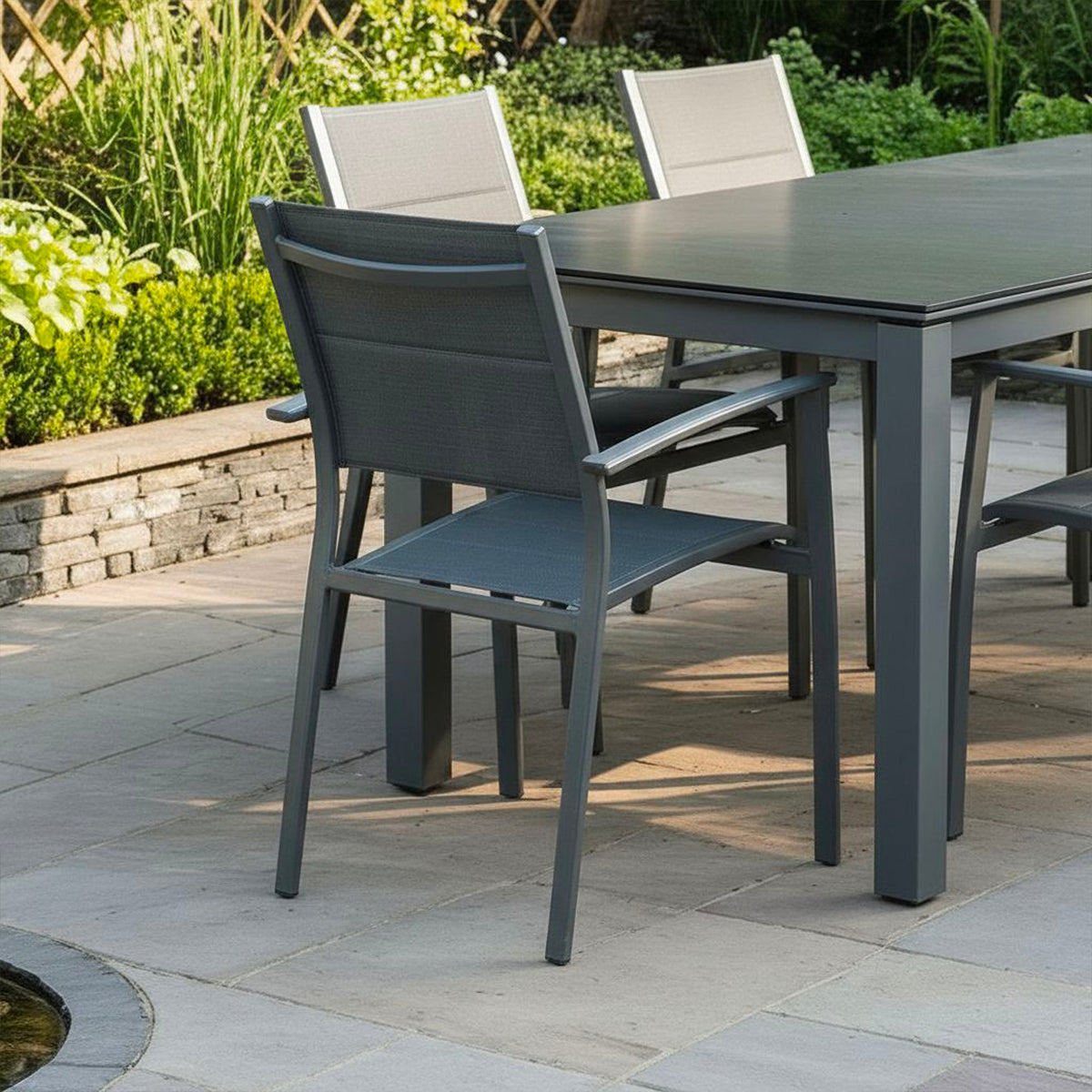 Bracken Outdoors Seychelles 6 Seat Rectangular Aluminium & Textilene Garden Furniture Dining Set