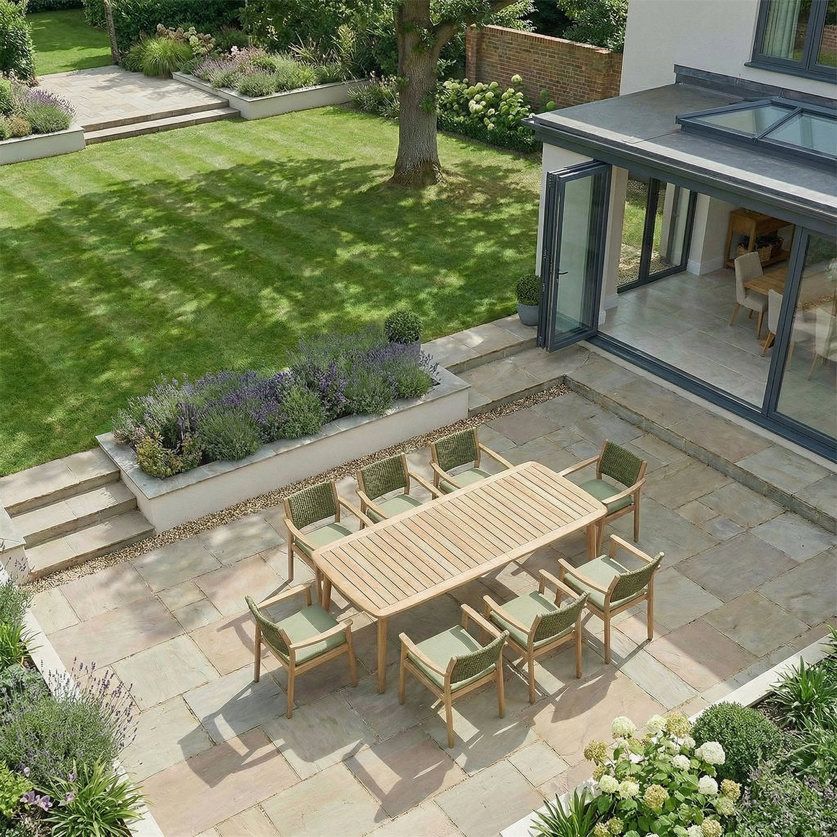 Bracken Outdoors Tetbury Acacia Wood and Rope 8 Seat Rectangular Dining Set