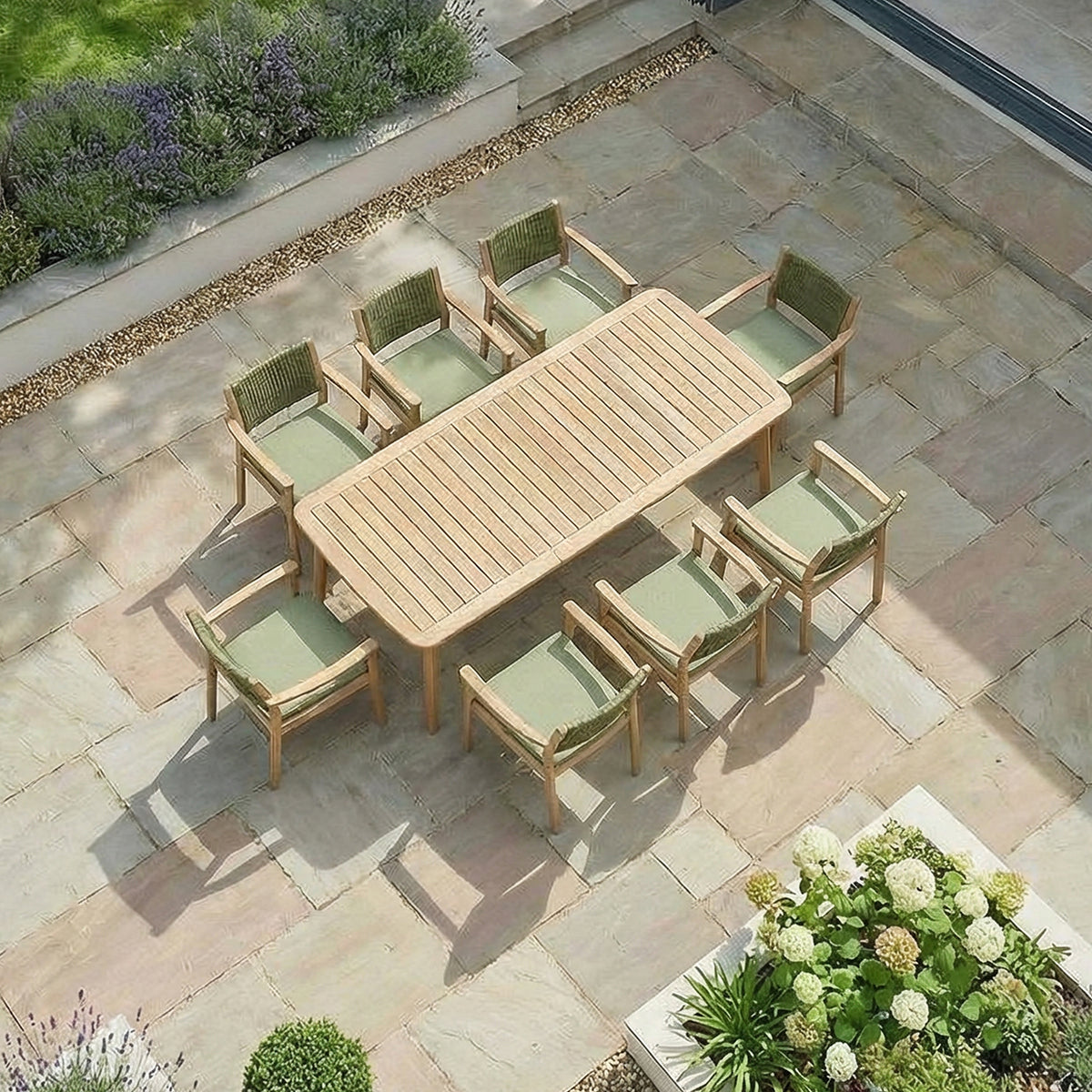 Bracken Outdoors Tetbury Acacia Wood and Rope 8 Seat Rectangular Dining Set
