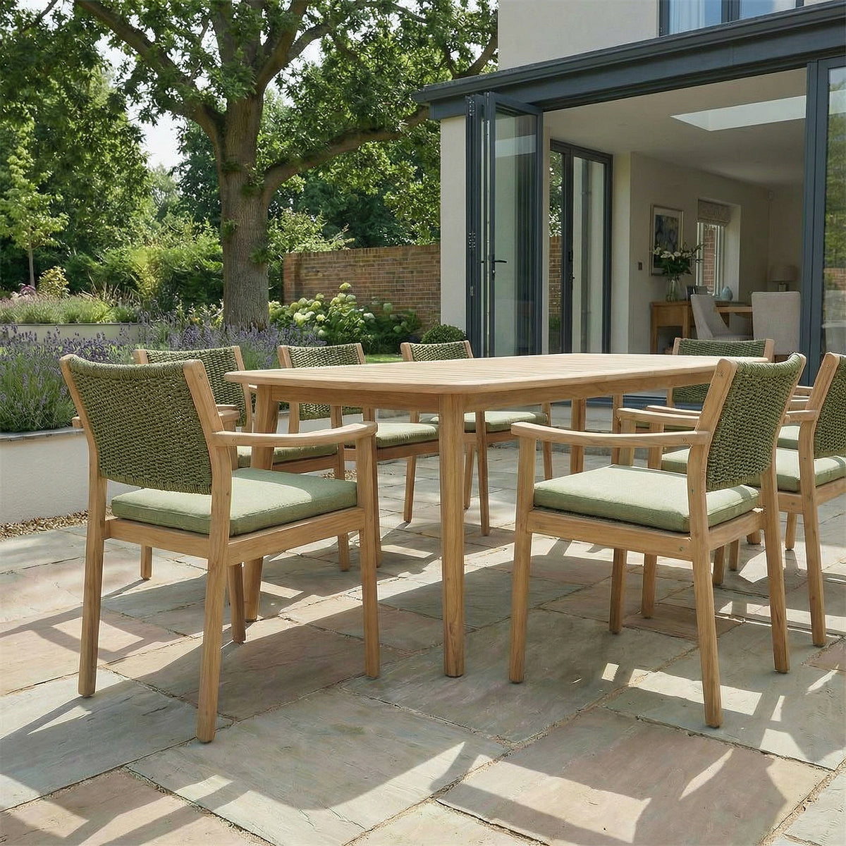 Bracken Outdoors Tetbury Acacia Wood and Rope 8 Seat Rectangular Dining Set
