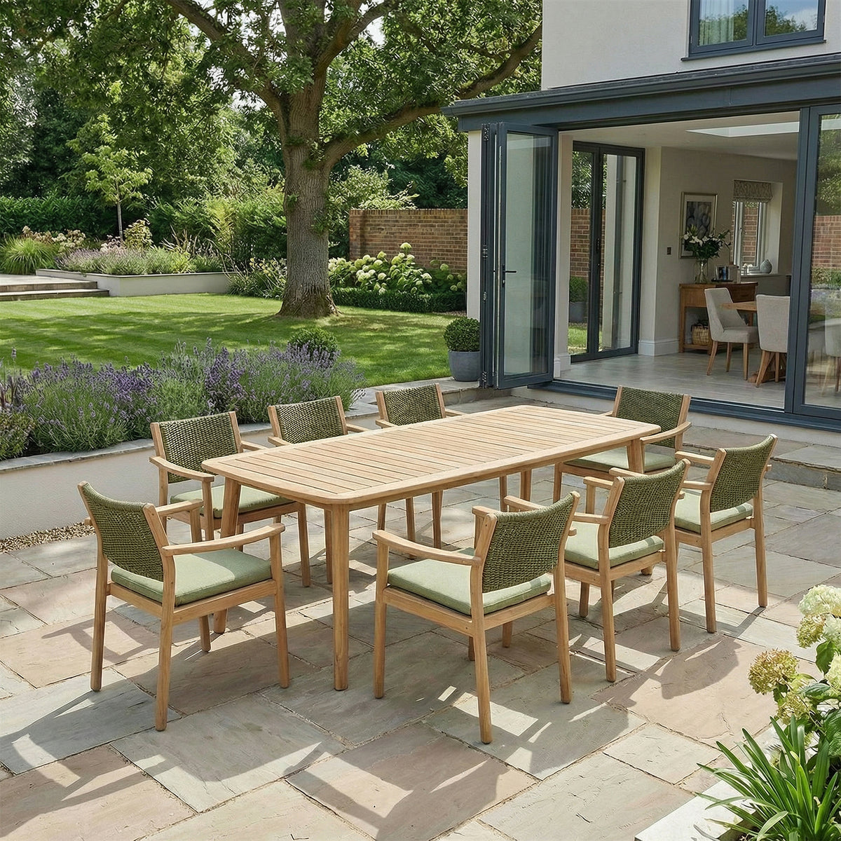 Bracken Outdoors Tetbury Acacia Wood and Rope 8 Seat Rectangular Dining Set
