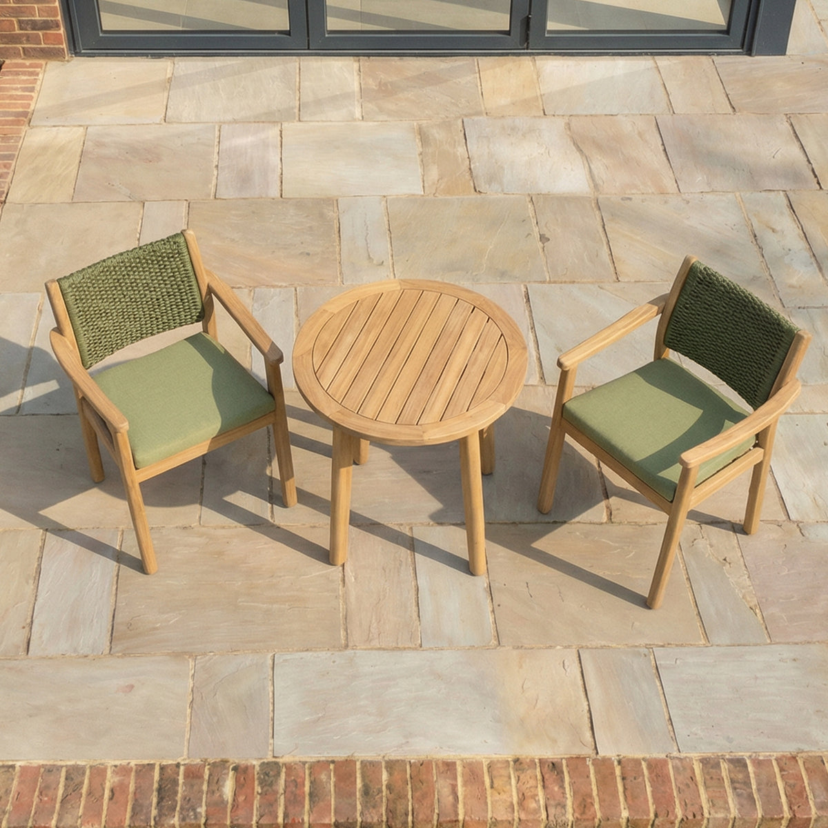 Bracken Outdoors Tetbury Acacia Wood and Rope 2 Seat Round Bistro Garden Furniture Set