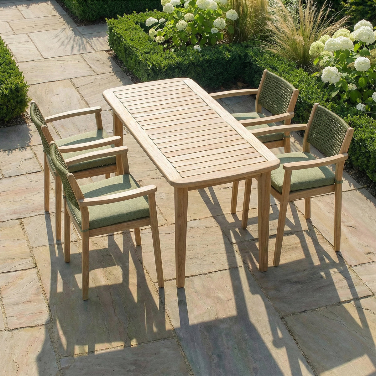 Bracken Outdoors Tetbury Acacia Wood and Rope 4 Seat Bar Table Garden Furniture Set
