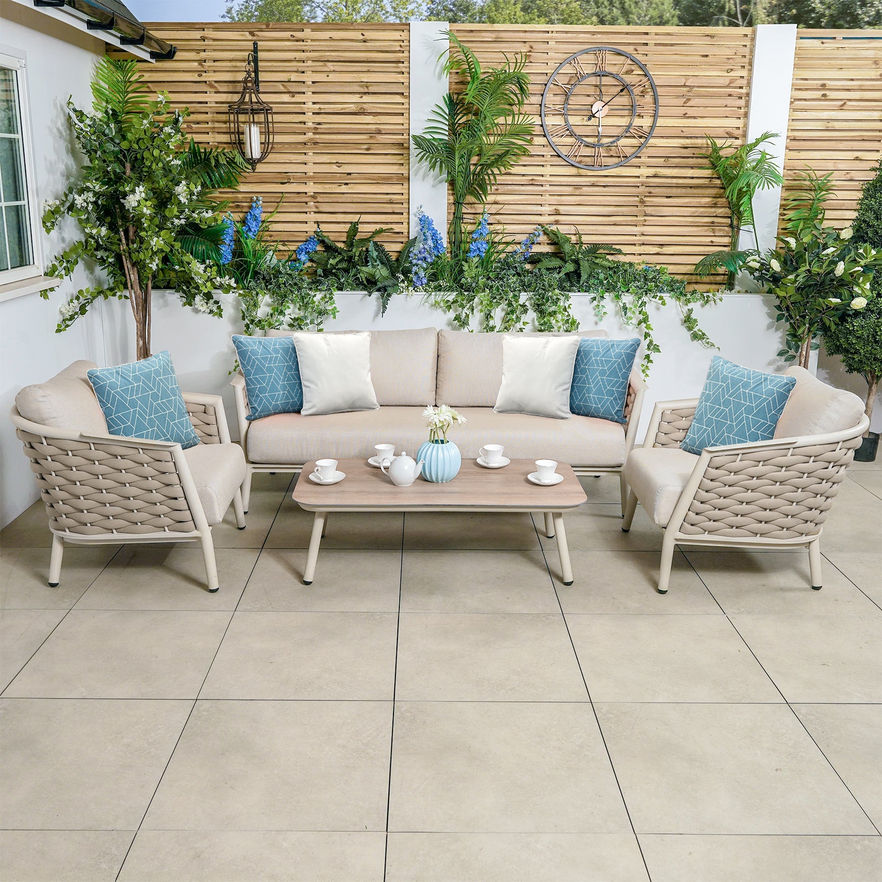 Bracken Outdoors Bermuda Sand Rope Lounge Sofa Set with Coffee