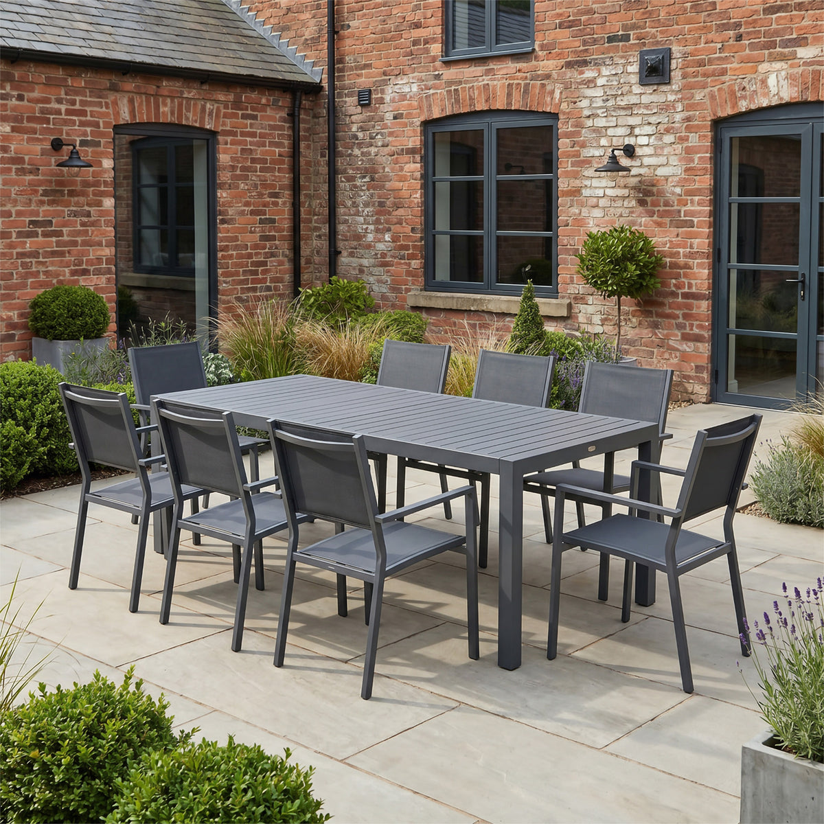 Bracken Outdoors Byron 8 Seat Rectangular Extending Dining Aluminium Garden Furniture Set