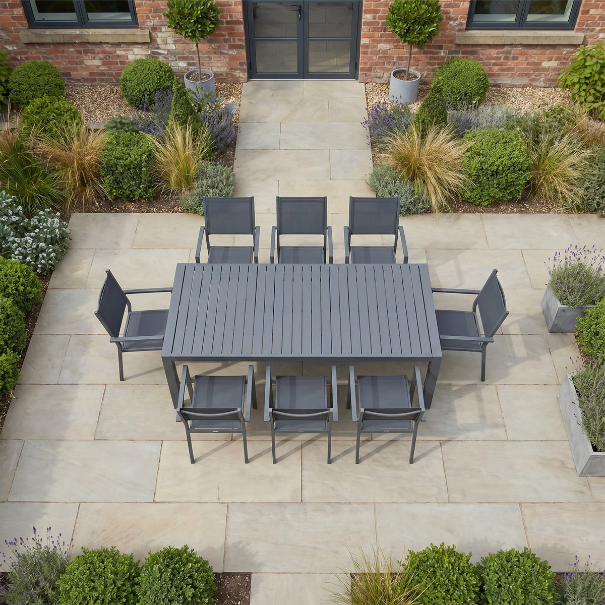 Bracken Outdoors Byron 8 Seat Rectangular Extending Dining Aluminium Garden Furniture Set