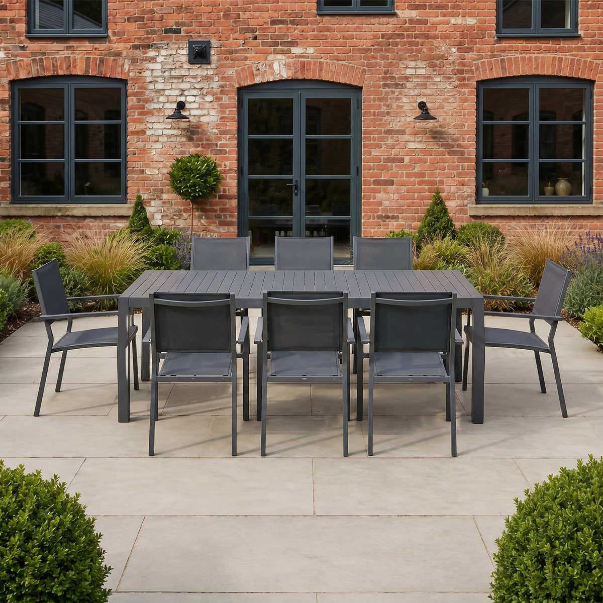 Bracken Outdoors Byron 8 Seat Rectangular Extending Dining Aluminium Garden Furniture Set