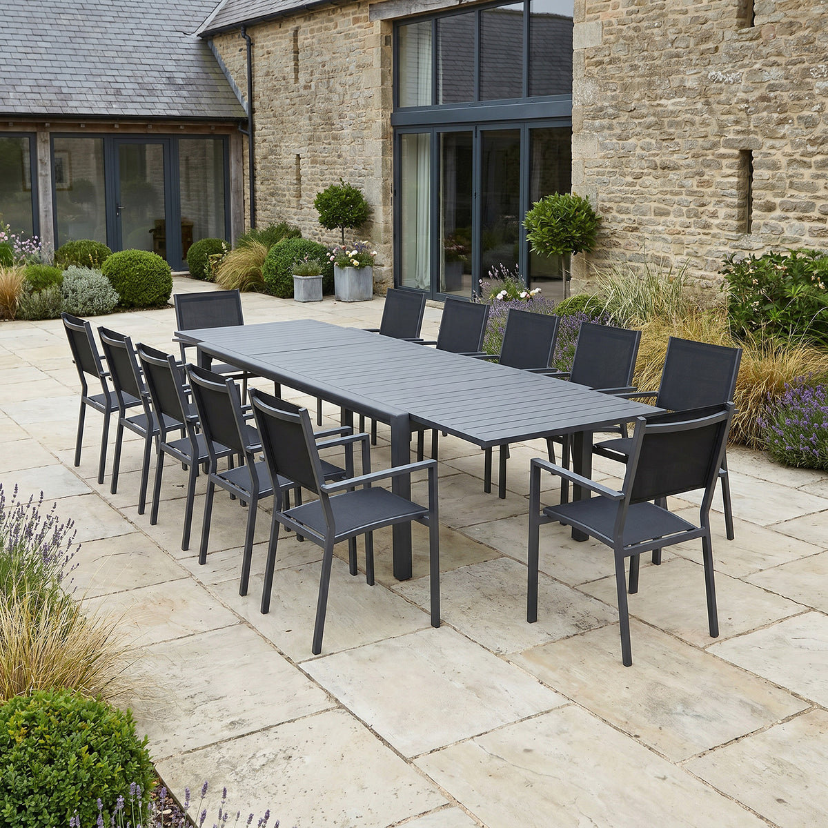Bracken Outdoors Byron 12 Seat Rectangular Extending Dining Aluminium Garden Furniture Set