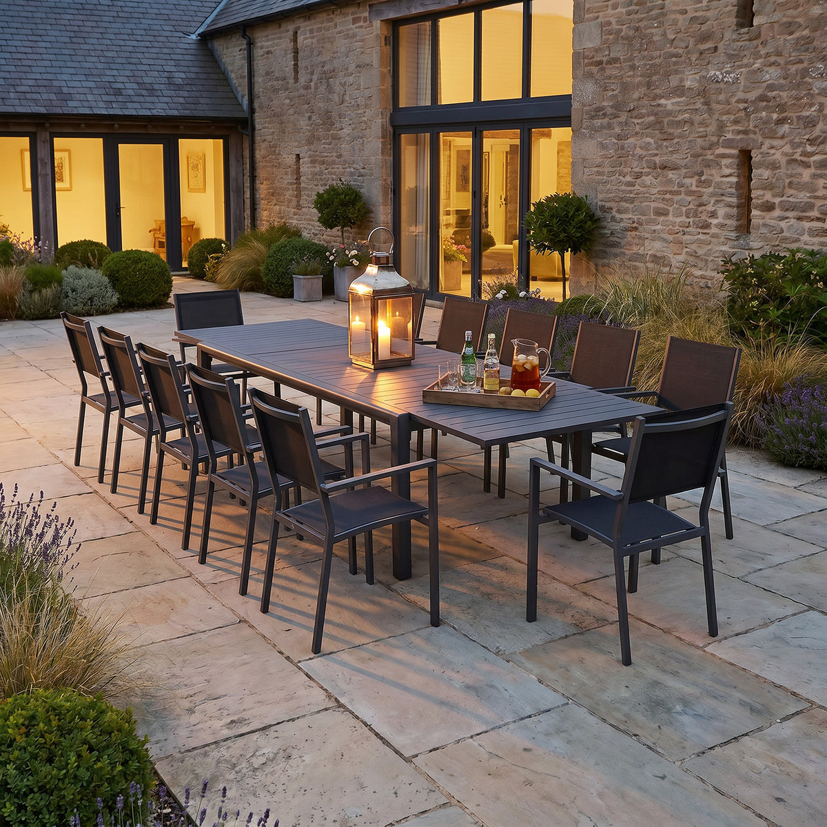 Bracken Outdoors Byron 12 Seat Rectangular Extending Dining Aluminium Garden Furniture Set
