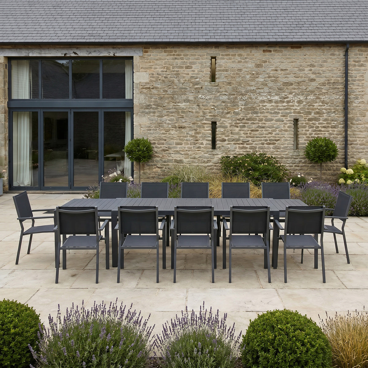 Bracken Outdoors Byron 12 Seat Rectangular Extending Dining Aluminium Garden Furniture Set