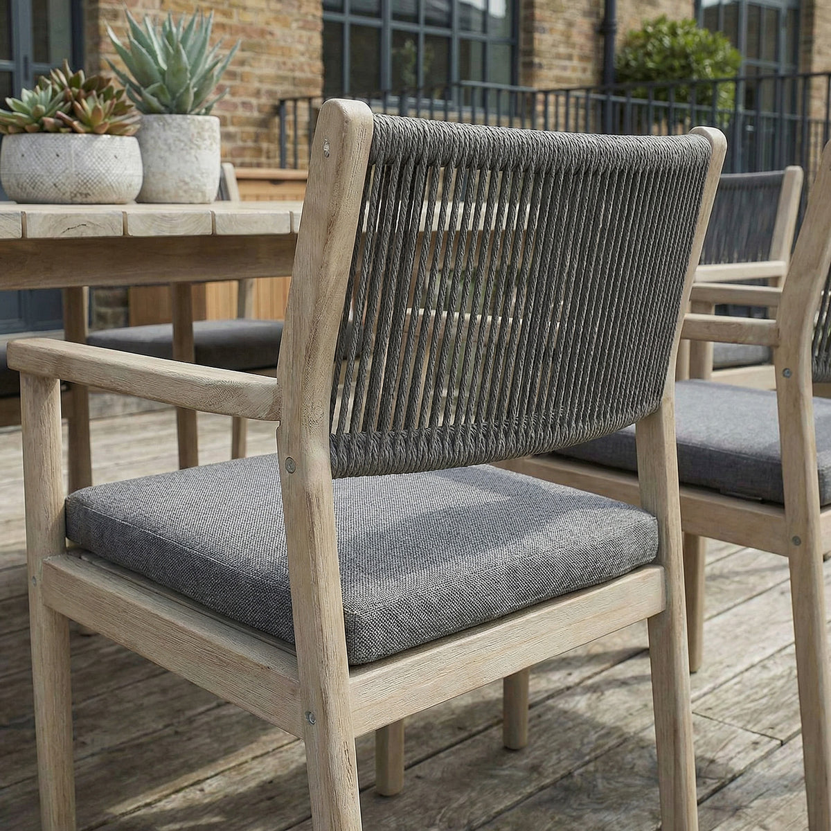 Bracken Outdoors Bourton Acacia Wood and Rope 6 Seat Oval Dining Garden Furniture Set