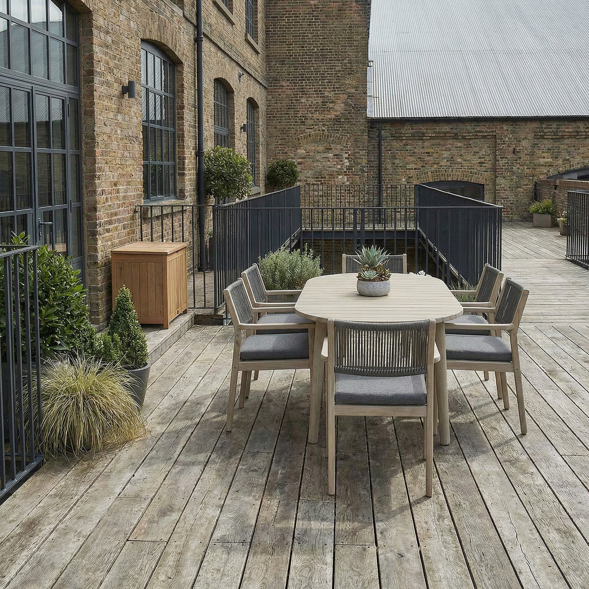 Bracken Outdoors Bourton Acacia Wood and Rope 6 Seat Oval Dining Garden Furniture Set