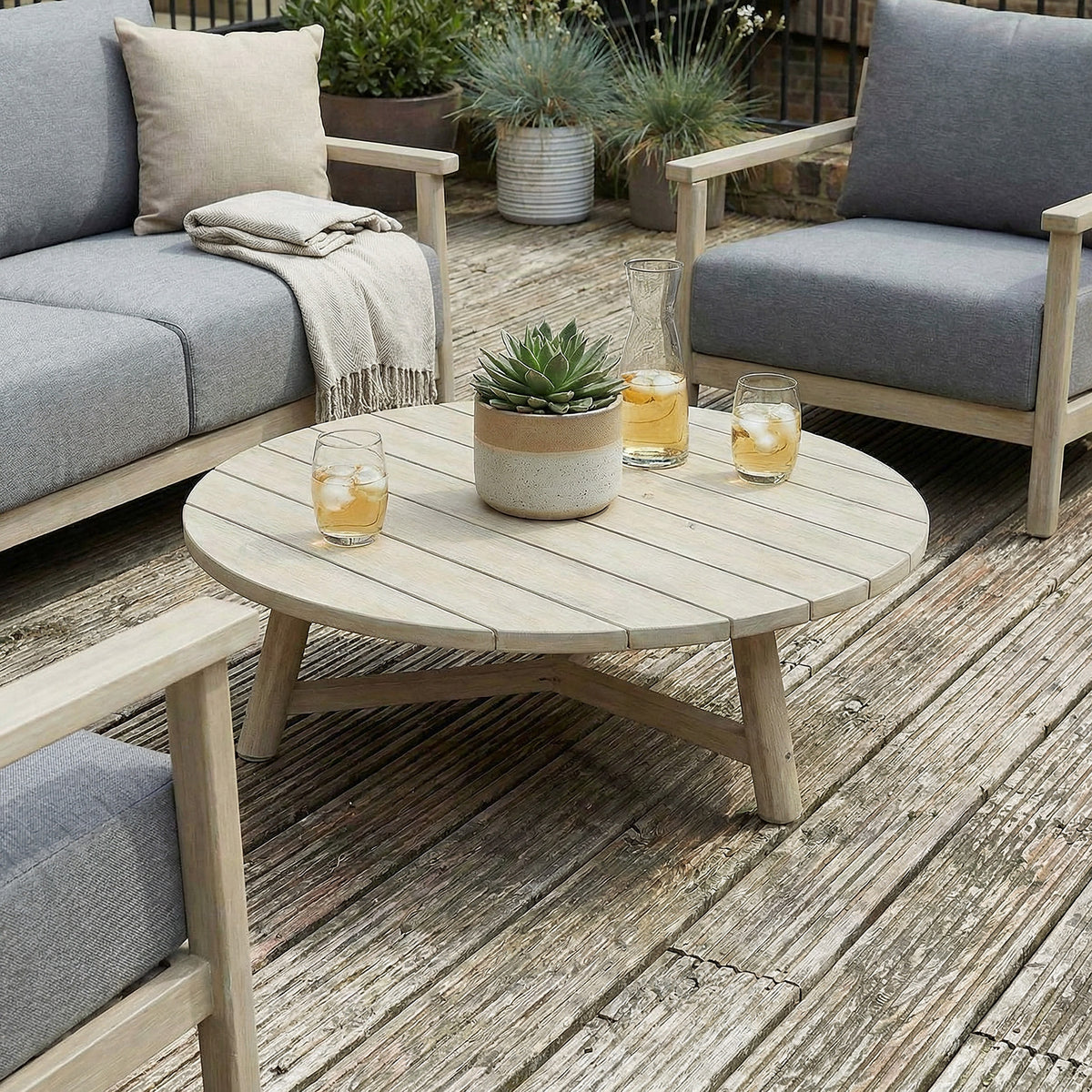 Bracken Outdoors Bourton Acacia Wood and Rope Lounge Sofa Garden Furniture Set with Coffee Table