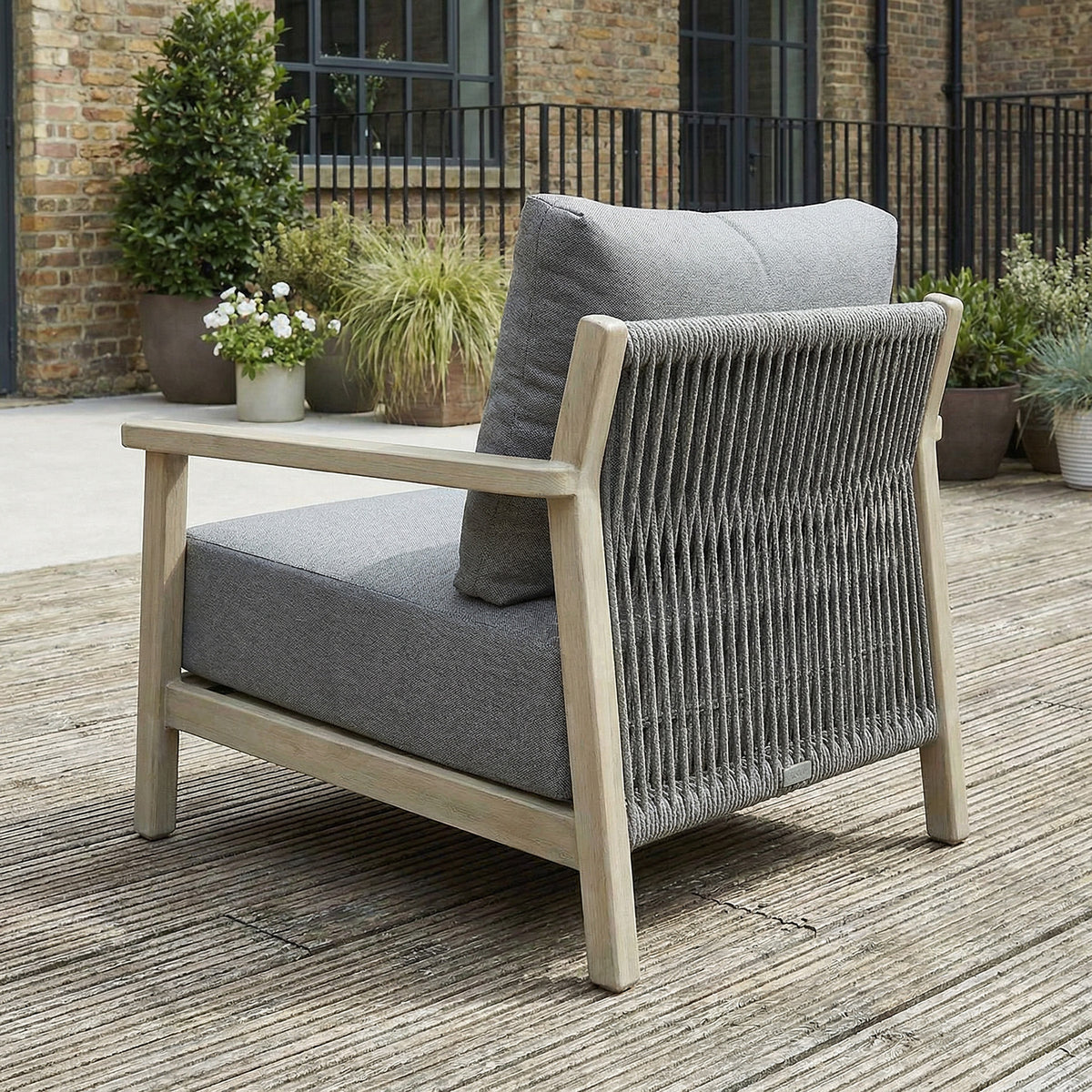 Bracken Outdoors Bourton Acacia Wood and Rope Lounge Sofa Garden Furniture Set with Coffee Table