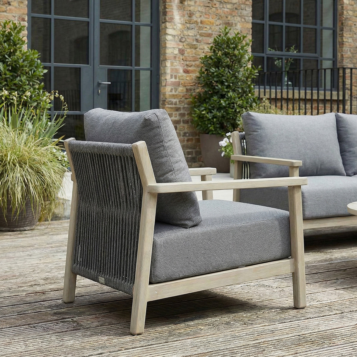 Bracken Outdoors Bourton Acacia Wood and Rope Lounge Sofa Garden Furniture Set with Coffee Table