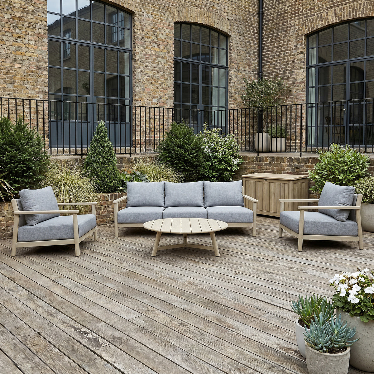 Bracken Outdoors Bourton Acacia Wood and Rope Lounge Sofa Garden Furniture Set with Coffee Table