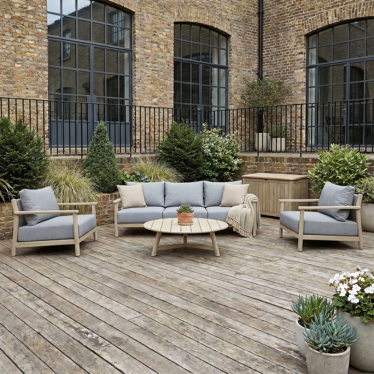Bracken Outdoors Bourton Acacia Wood and Rope Lounge Sofa Garden Furniture Set with Coffee Table