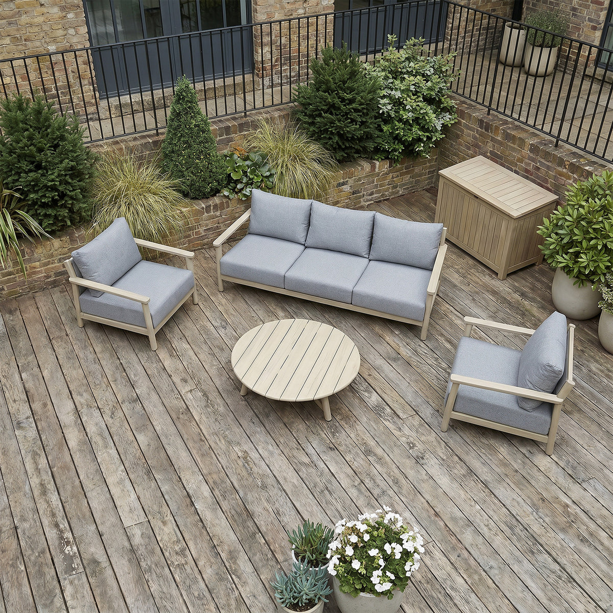 Bracken Outdoors Bourton Acacia Wood and Rope Lounge Sofa Garden Furniture Set with Coffee Table