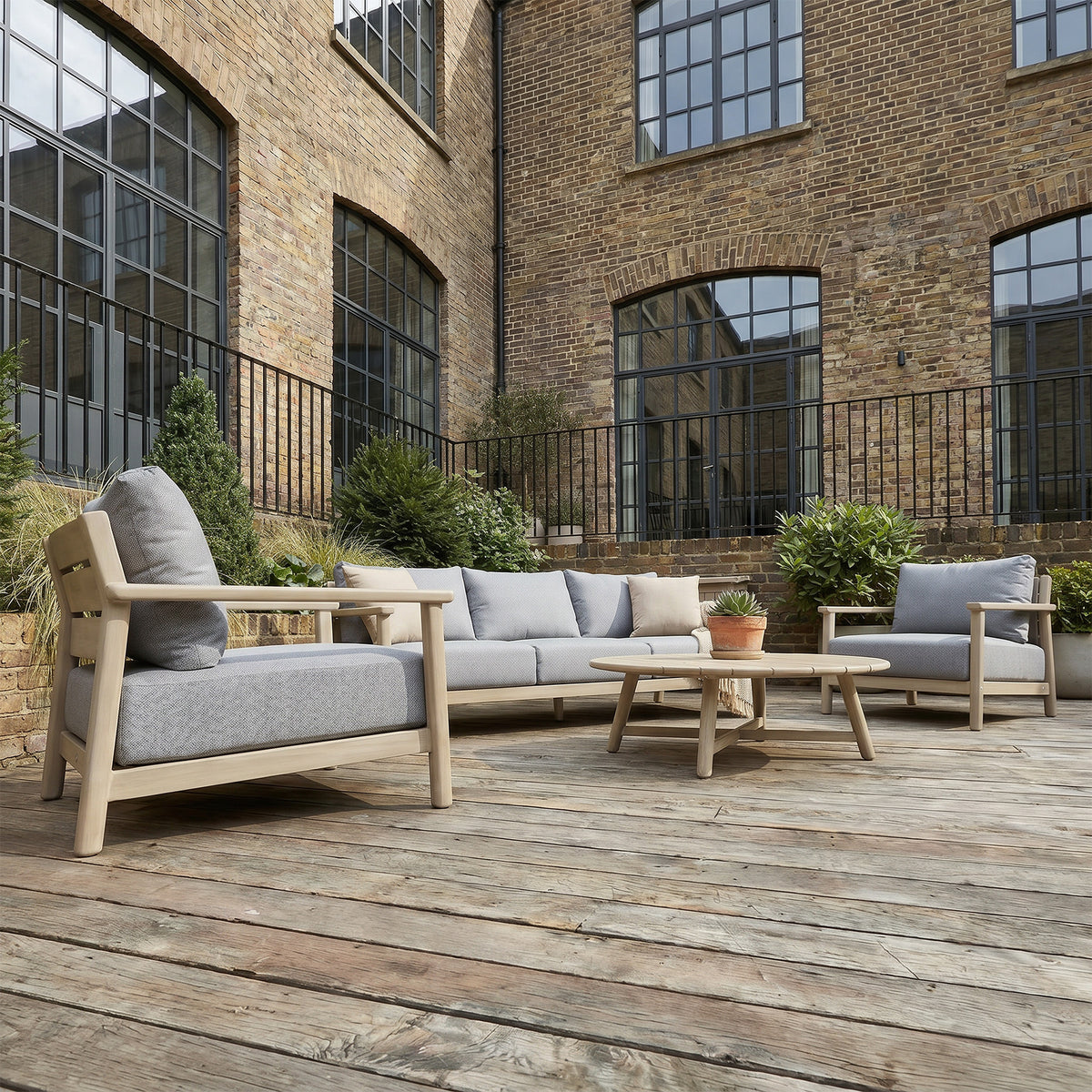 Bracken Outdoors Bourton Acacia Wood and Rope Lounge Sofa Garden Furniture Set with Coffee Table