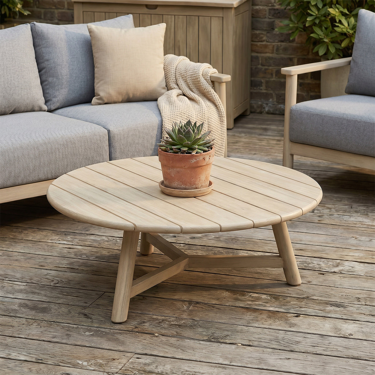Bracken Outdoors Bourton Acacia Wood and Rope Lounge Sofa Garden Furniture Set with Coffee Table