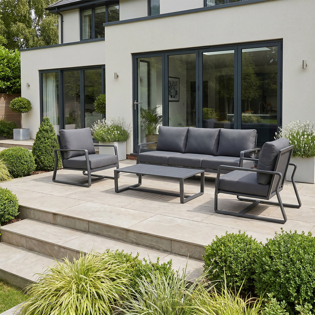 Bracken Outdoors Byron Aluminium Garden Furniture Lounge Sofa Set with Coffee Table