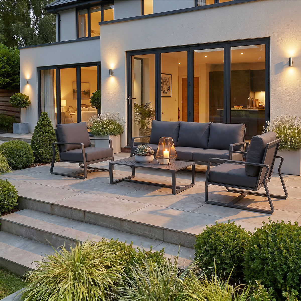 Bracken Outdoors Byron Aluminium Garden Furniture Lounge Sofa Set with Coffee Table