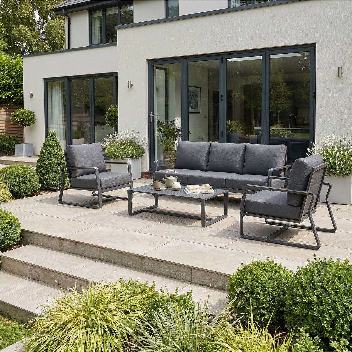 Bracken Outdoors Byron Aluminium Garden Furniture Lounge Sofa Set with Coffee Table