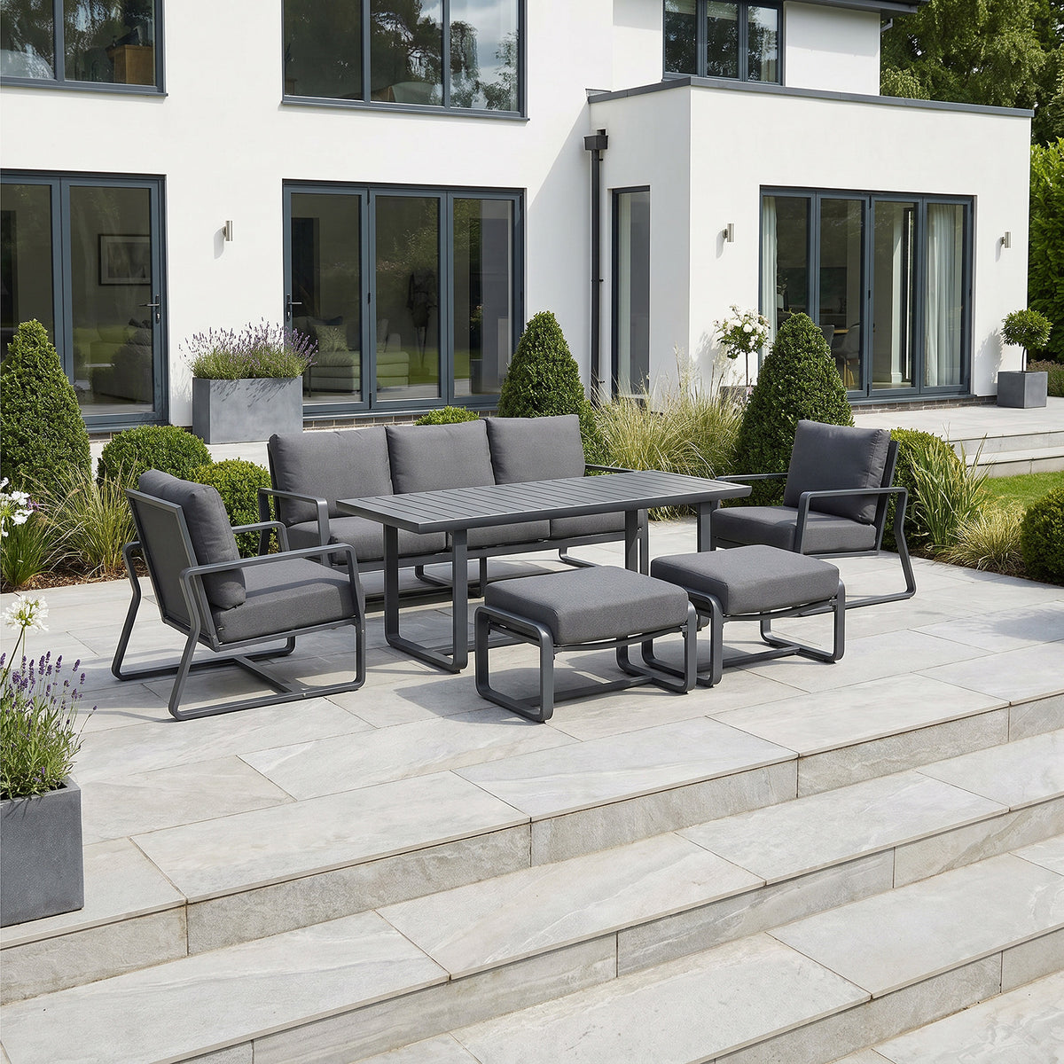 Bracken Outdoors Byron Aluminium Garden Furniture Lounge Sofa Set with Dining Table