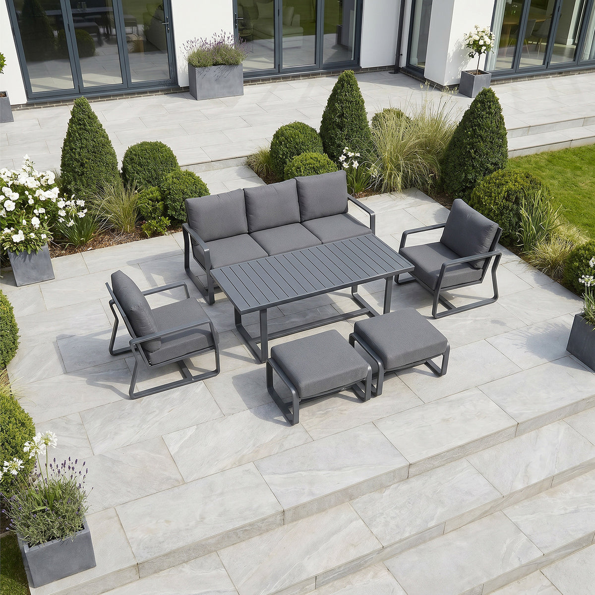 Bracken Outdoors Byron Aluminium Garden Furniture Lounge Sofa Set with Dining Table