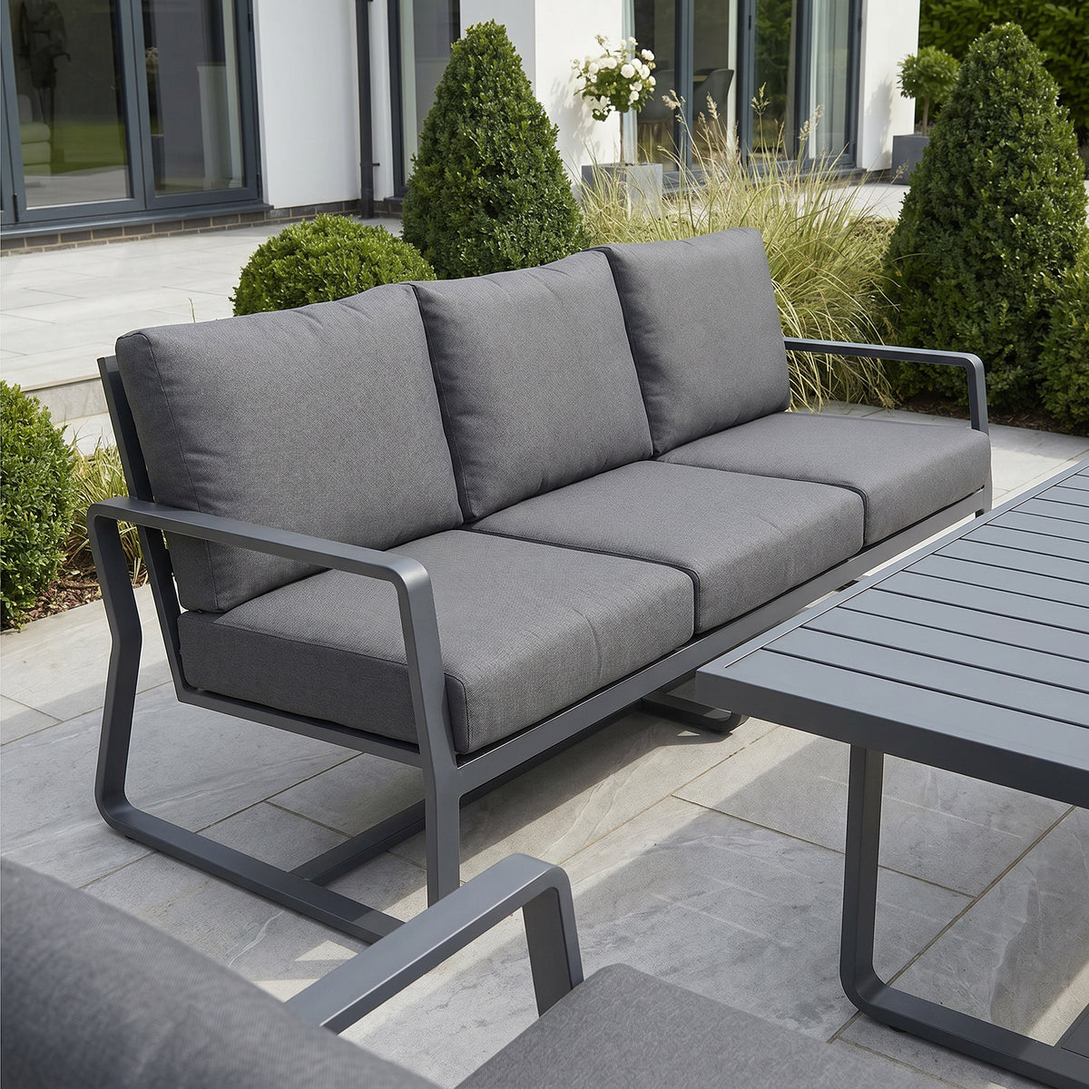 Bracken Outdoors Byron Aluminium Garden Furniture Lounge Sofa Set with Dining Table