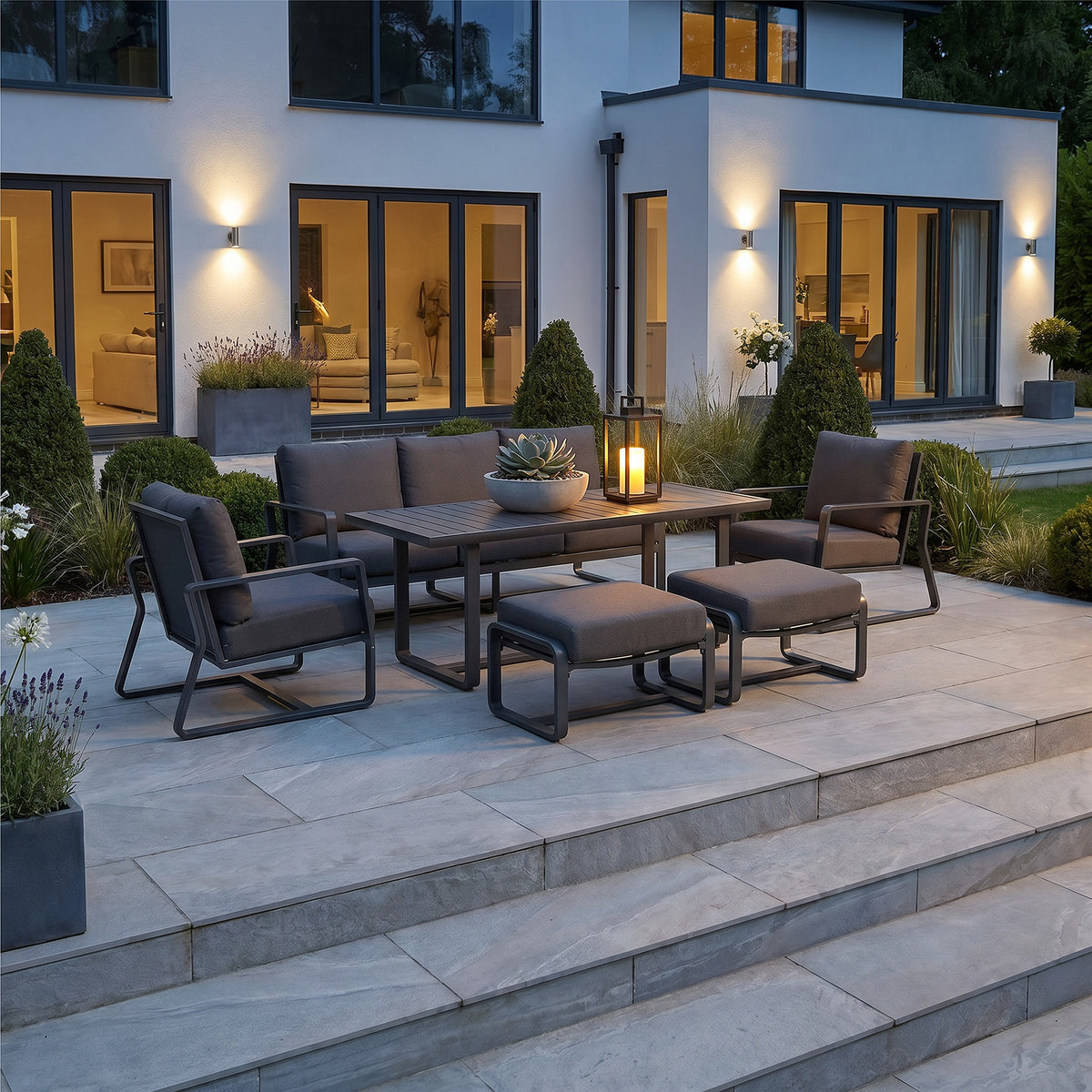 Bracken Outdoors Byron Aluminium Garden Furniture Lounge Sofa Set with Dining Table