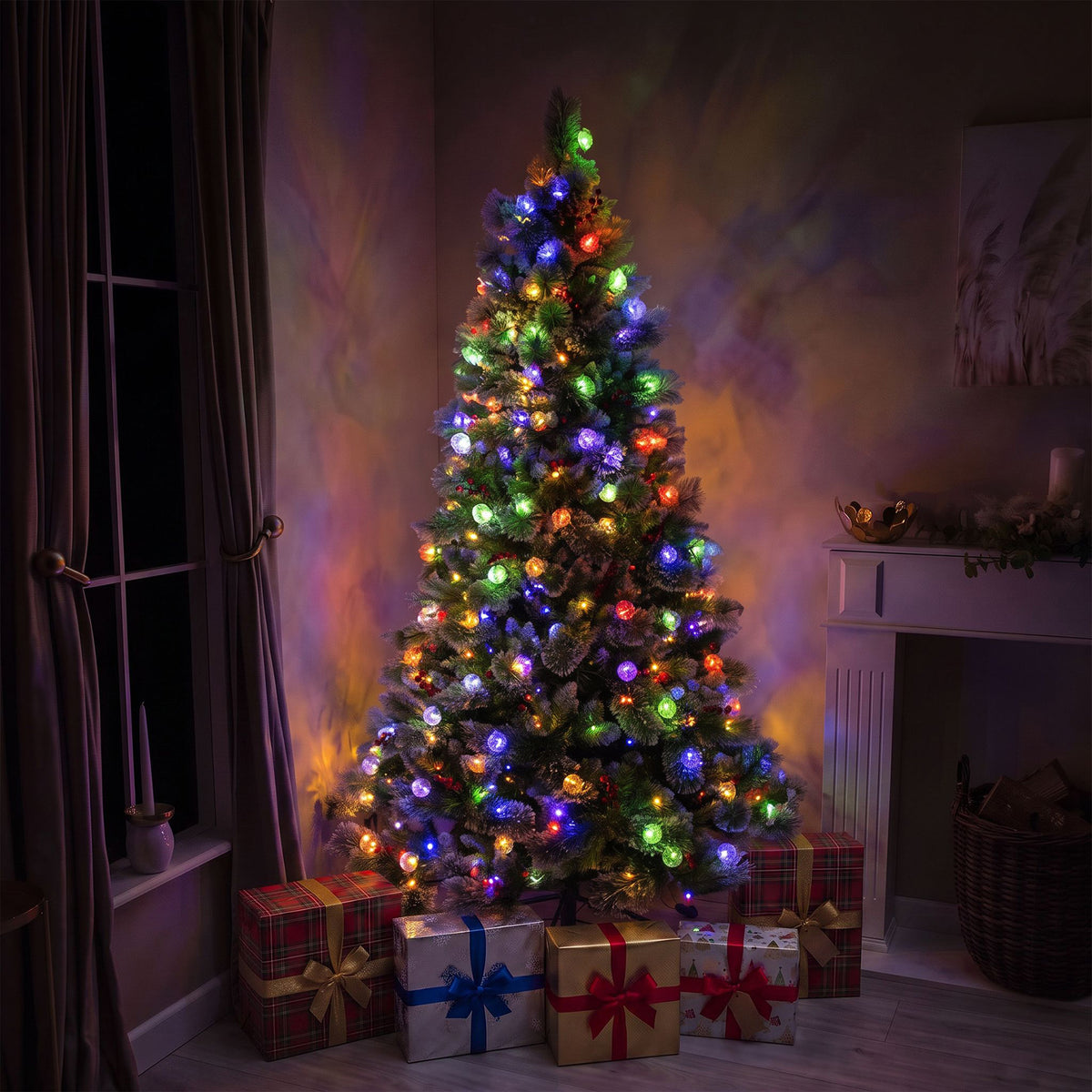 Beaumont Artificial Pre-Lit Frosty PVC Mixed Christmas Tree 6.5FT, 7.5FT